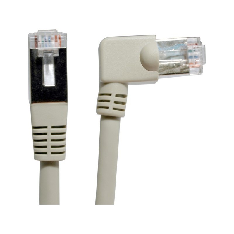 Cat 5 Cat 6 STP nätverkskabel med vinklad kontakt 90º GREY UL godkänd 7 meter
