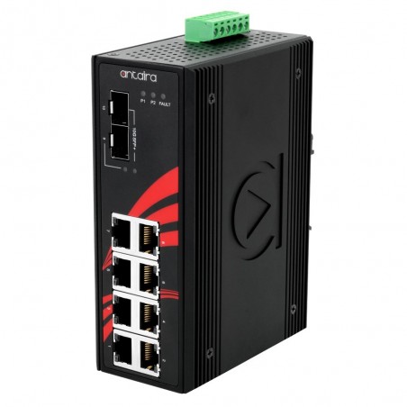 Antaira LNX-1002G-10G-SFP - 8 Port Industriell 10/100 / 1000Mbit Switch - Binär Teknik AB