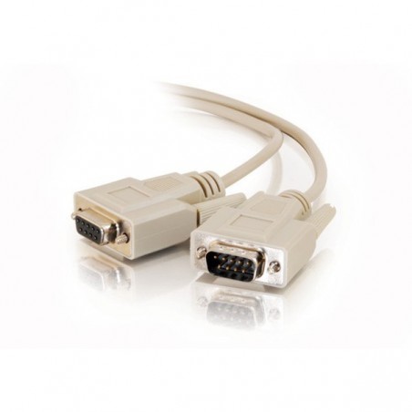 SUB-D RS232 seriell kabel, DB9 hane - DB9 hona, AWG28, grå, 0,75m 0,5m