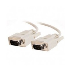 SUB-D RS232 seriekabel, DB9 hane till DB9 hane, AWG28, grå, 5,0 m - guldpläterade kontakter