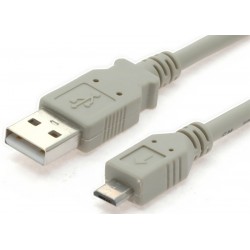 Micro USB-kabel för smartphones, A jane - Micro B jane, AWG28, grå, 5,0m