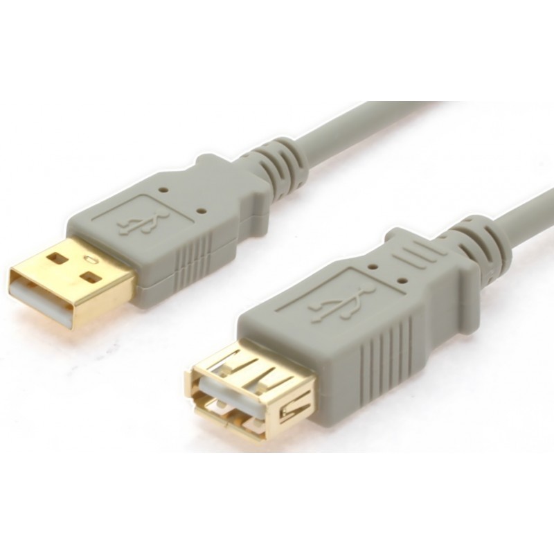 USB 2.0 kabel, A hane – A hona, AWG28, grå, 3,0m