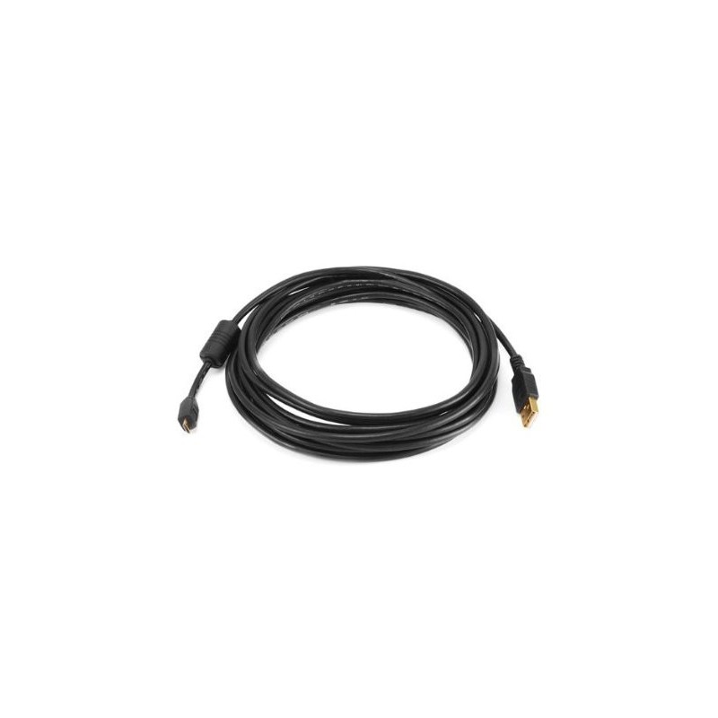 Kvalitet USB 3.0 och USB 2.0 förlängningskabel med ferrit, en han - en hon, awg28, svart, 5,0m