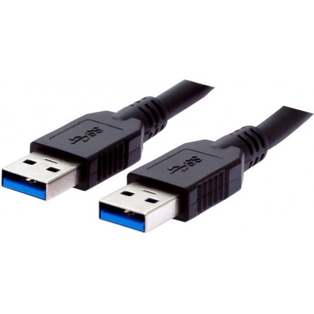 Kort USB 3,0 kabel, A jane - A jane, AWG28, svart, 0,15 m