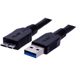 USB 3.0-kabel, A jane - Micro USB3.0 jane AWG28, svart, 2,0